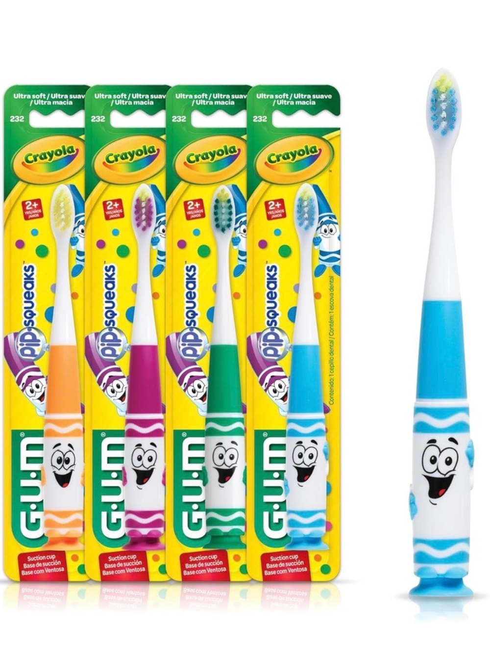 Crayola Kids Toothbrush with Suction Cup - Set of 4